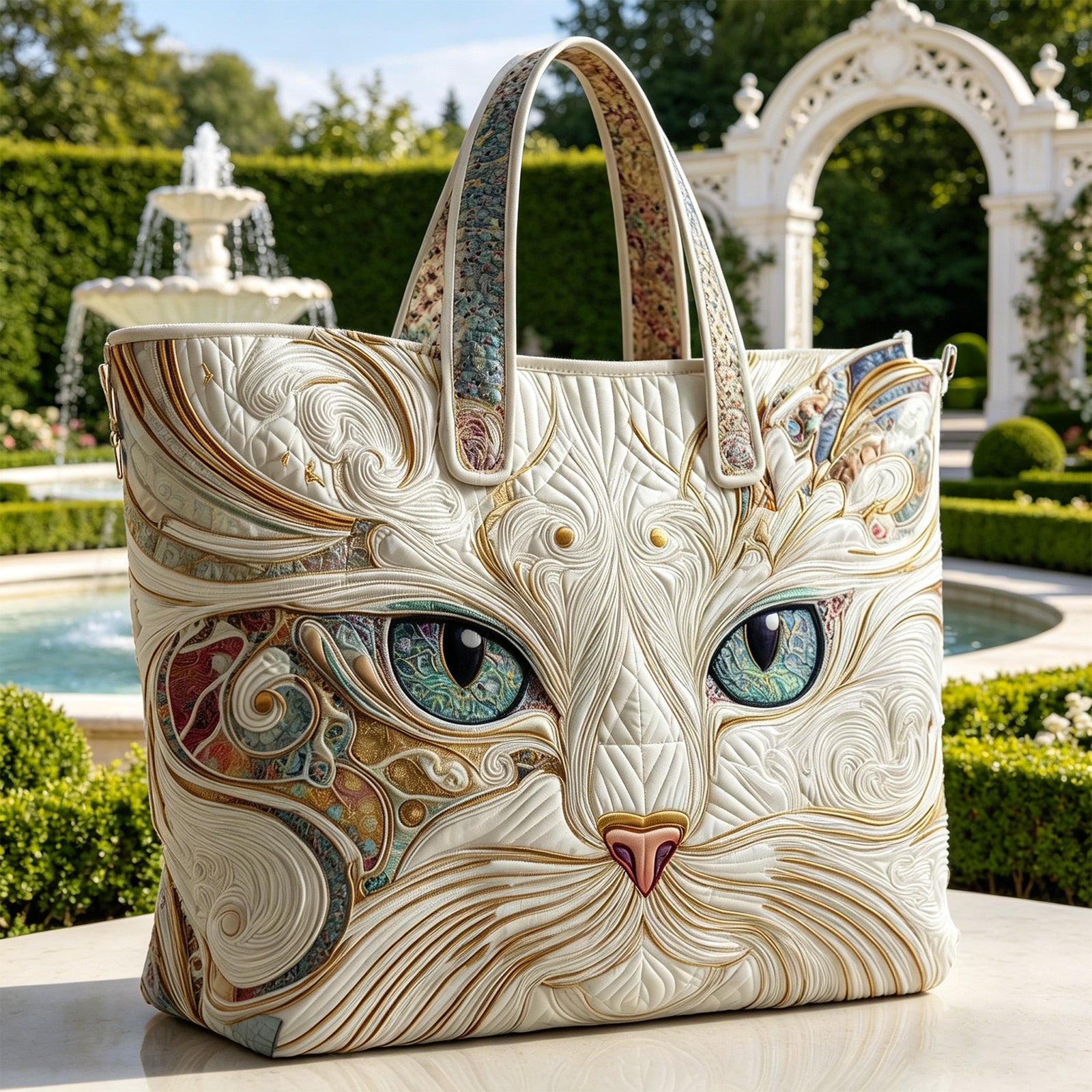 Women's Quilted Tote Bag – Lightweight Large Capacity Foldable for Travel 20.87" L x 15.75" H