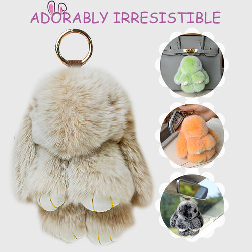 【gudong】Soft Bunny Keychain with Tin,Cute Easter Gift Plush Keychain for Backpack,Bag Charm Gift Key Chain