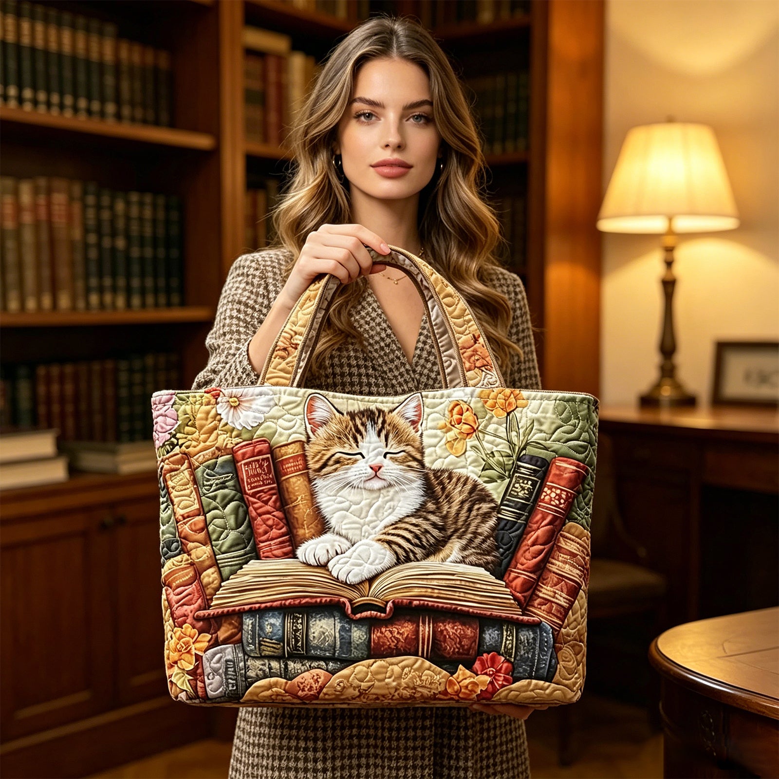 Women's Quilted Tote Bag – Lightweight Large Capacity Foldable for Travel 20.87" L x 15.75" H