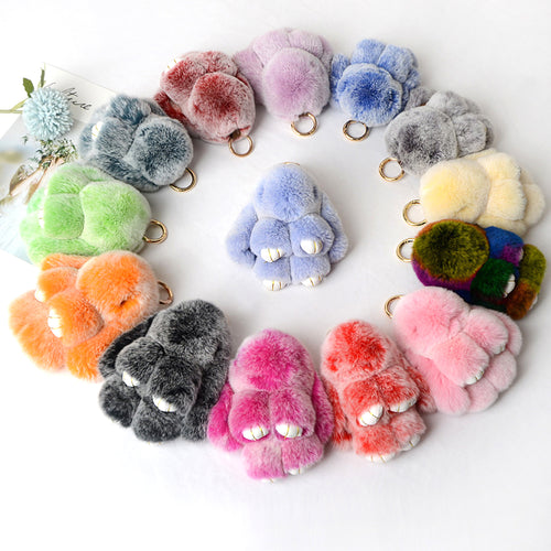 【gudong】Soft Bunny Keychain with Tin,Cute Easter Gift Plush Keychain for Backpack,Bag Charm Gift Key Chain