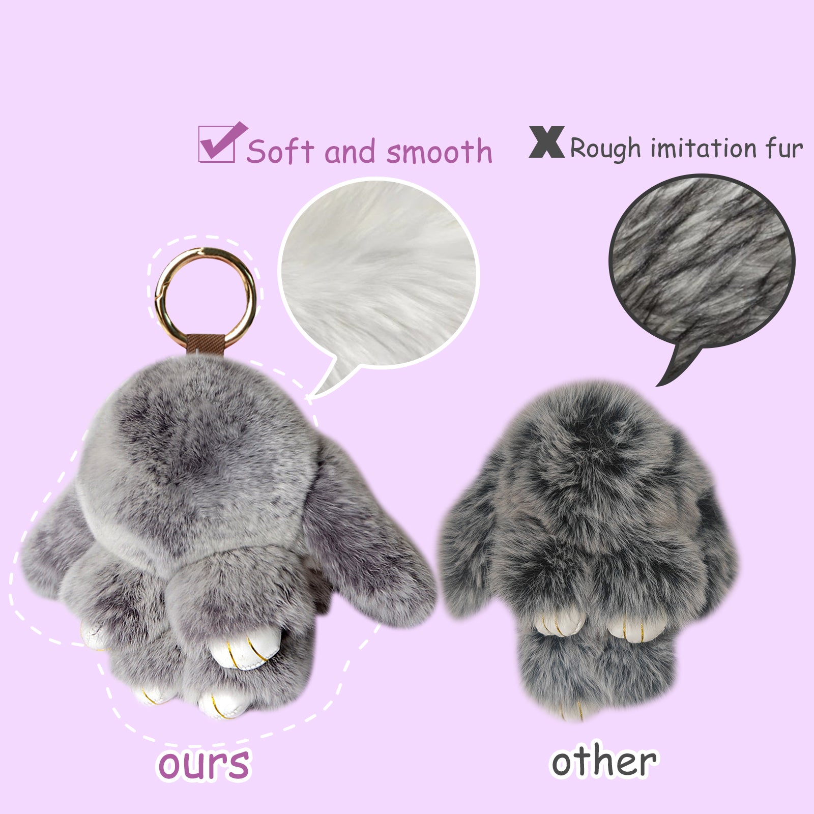 【gudong】Soft Bunny Keychain with Tin,Cute Easter Gift Plush Keychain for Backpack,Bag Charm Gift Key Chain