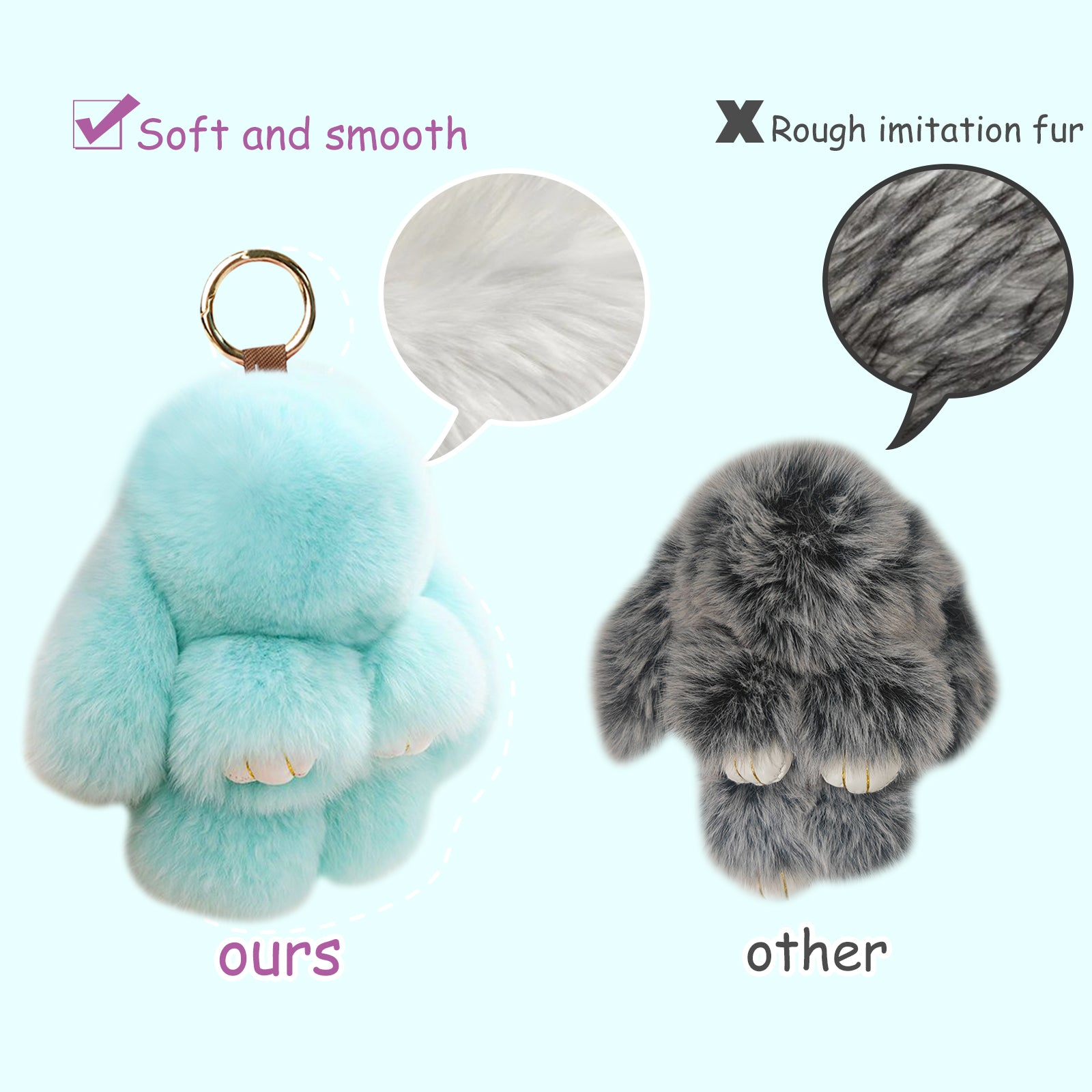 【gudong】Soft Bunny Keychain with Tin,Cute Easter Gift Plush Keychain for Backpack,Bag Charm Gift Key Chain