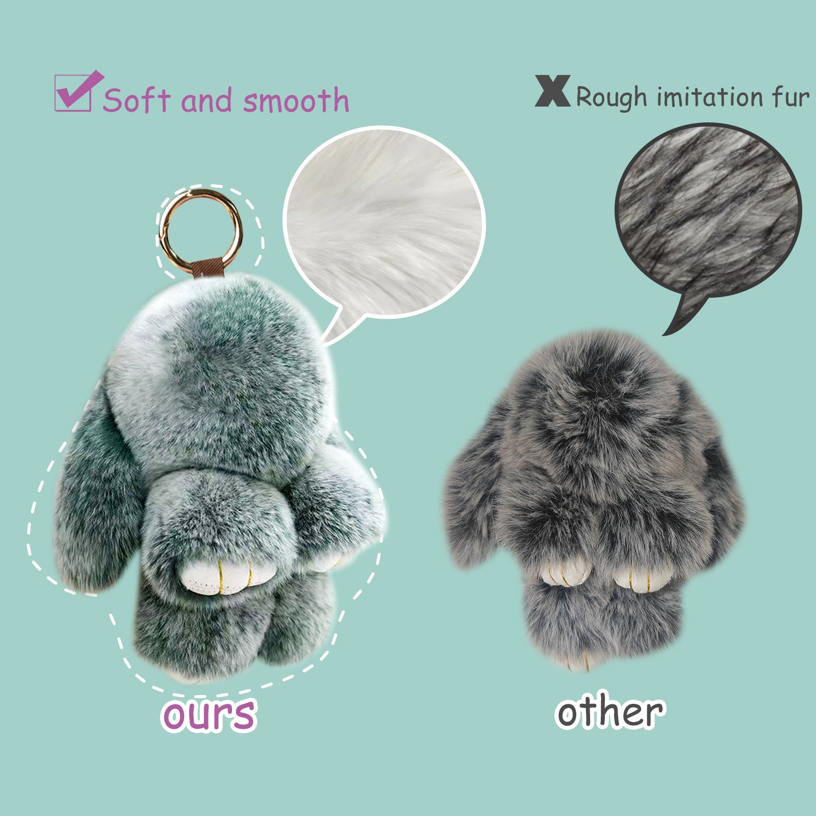 【gudong】Soft Bunny Keychain with Tin,Cute Easter Gift Plush Keychain for Backpack,Bag Charm Gift Key Chain